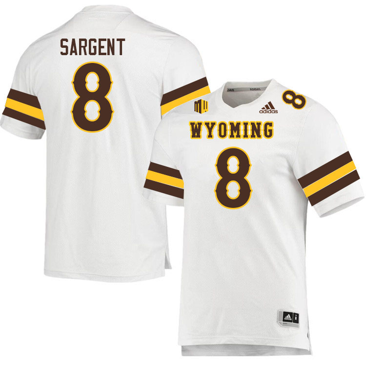 Wyoming Cowboys #8 Jaylen Sargent College Football Jerseys Stitched Sale-White
